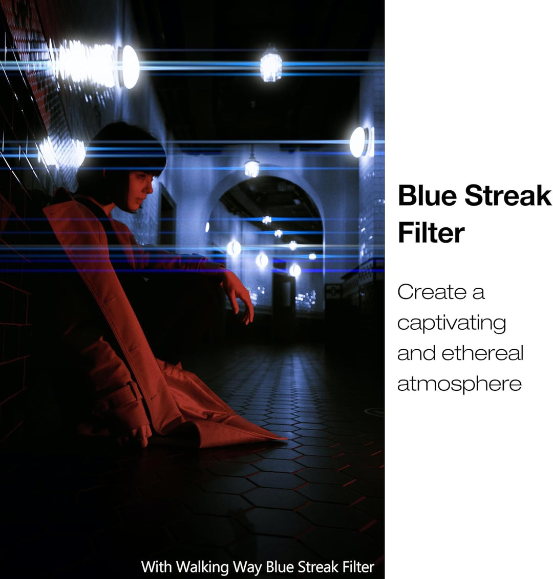Walking Way 49MM Blue Streak Anamorphic Filter Variable, Blau Anamorphe Effektfilter Fotografie mit