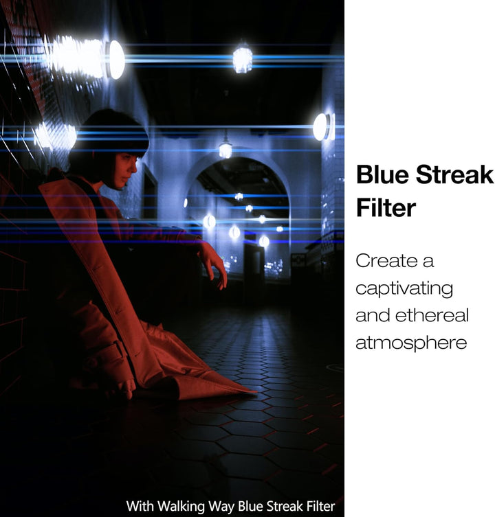 Walking Way 49MM Blue Streak Anamorphic Filter Variable, Blau Anamorphe Effektfilter Fotografie mit