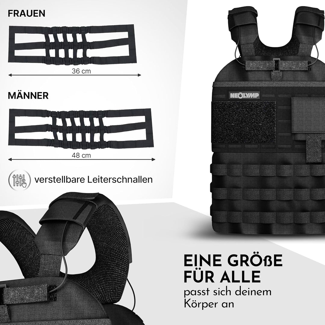 NEOLYMP Gewichtsweste – Unisex Weighted Vest – Plattenträger Weste mit Tasche – Kein Verrutschen – A