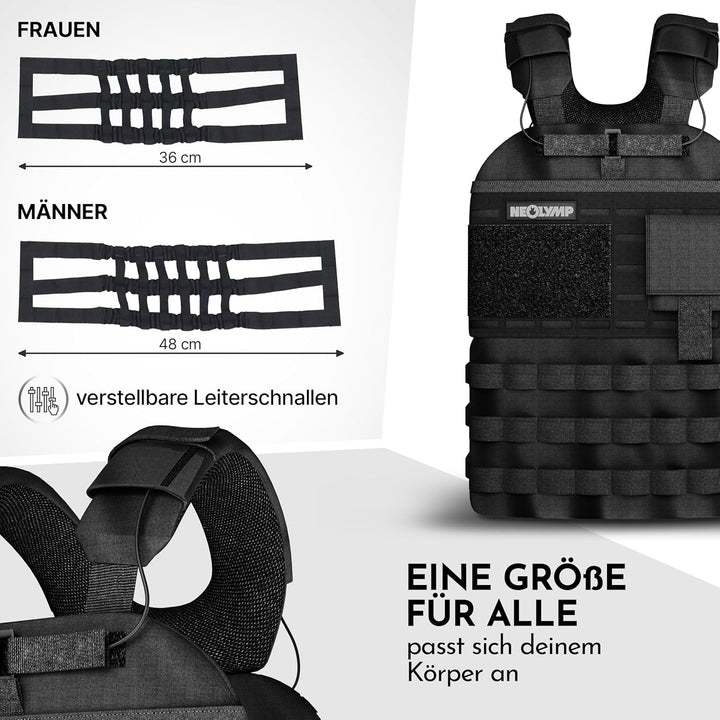 NEOLYMP Gewichtsweste – Unisex Weighted Vest – Plattenträger Weste mit Tasche – Kein Verrutschen – A