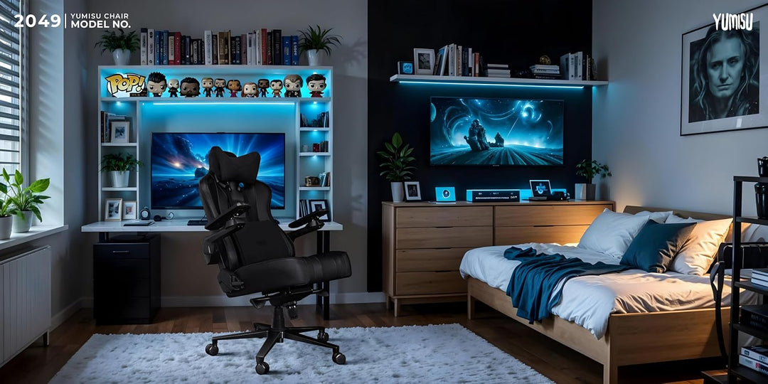 YUMISU Gaming Stuhl 2049 Rückenlehne und Sitz aus Kaltschaum bis 150kg Belastbar - Bürostuhl Schreib