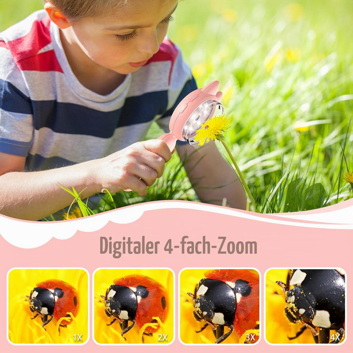 Lupe für Kinder, Handheld Kindermikroskop mit 2,0 IPS Bildschirm, 8 LEDs, USB to PC - Mikroskop für