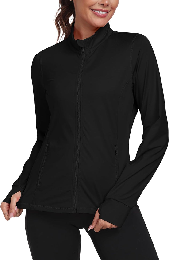 MoFiz Sportjacke Damen Leicht Trainingsjacke Mikrofleece Sweatjacke Wandershirt mit Reissverschluss