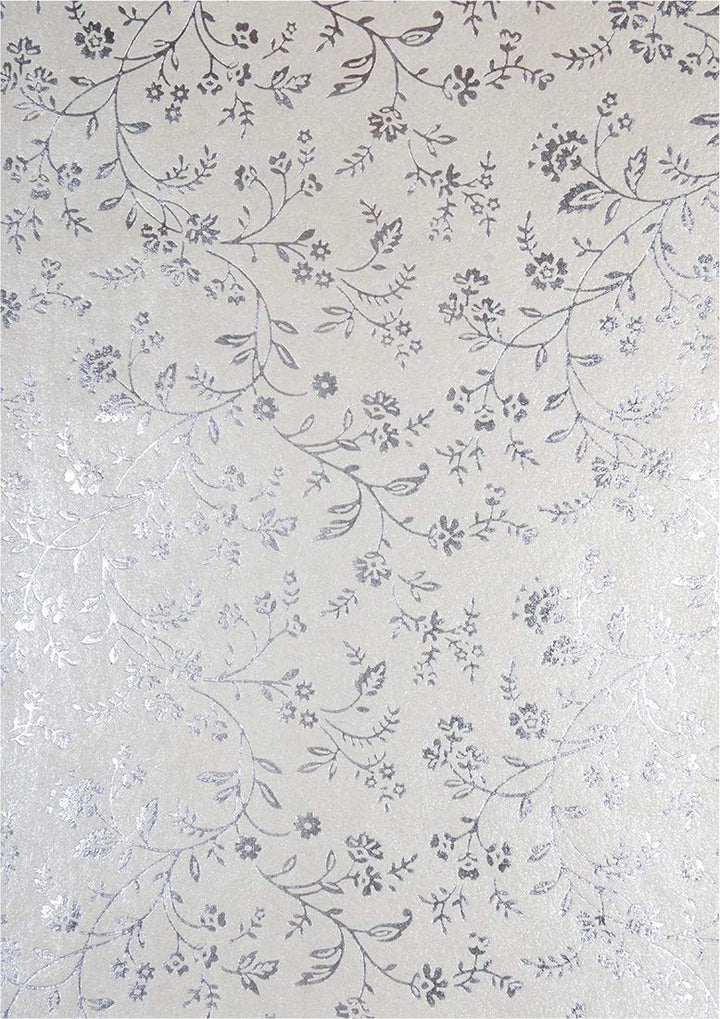 Netuno 50 Blatt Perlmutt-Ecru Dekorpapier mit Blumenmotiv in Silber, 180x250mm,150g Effektkarton han