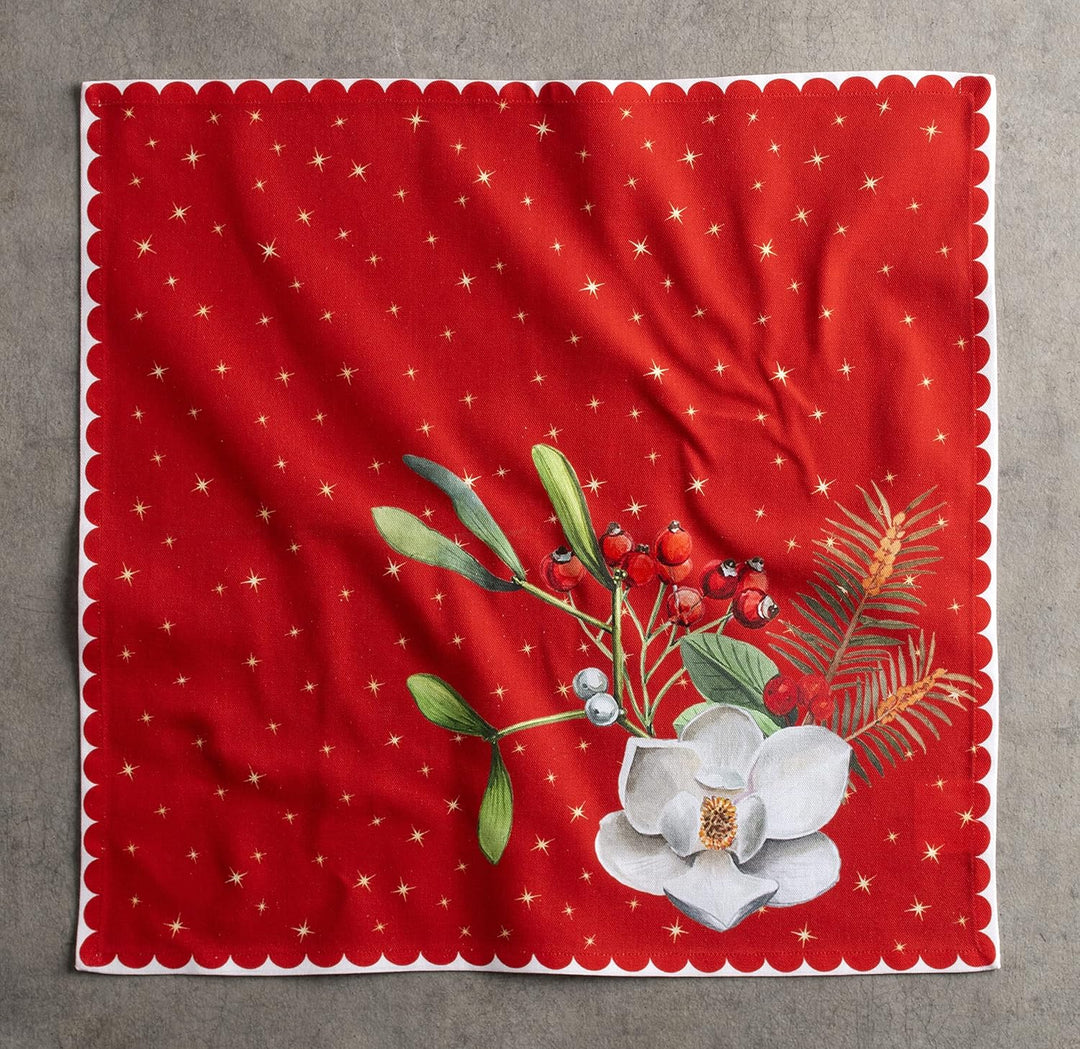 Maison d' Hermine Stoffservietten 4er Set aus 100% Baumwolle Wiederverwendbare Stoffservietten Weihn