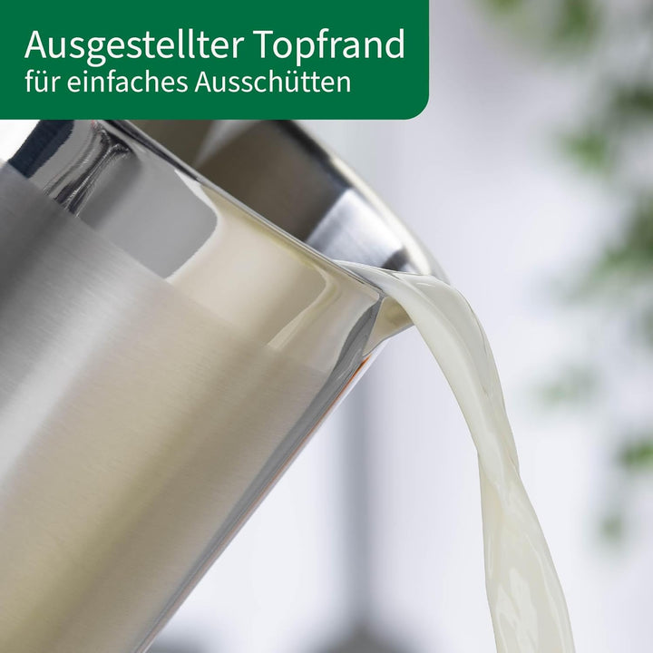 FACKELMANN Chefkoch Milchtopf aus Edelstahl 18/8 - ø14 cm, Aluminium-Kern, für alle Herdarten inkl.