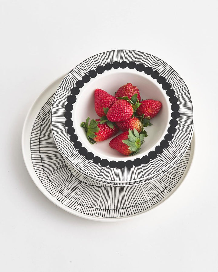 Marimekko - Oiva/Siirtolapuutarha - Suppenteller - Tiefer Teller - Weiss/Schwarz - Ø20cm