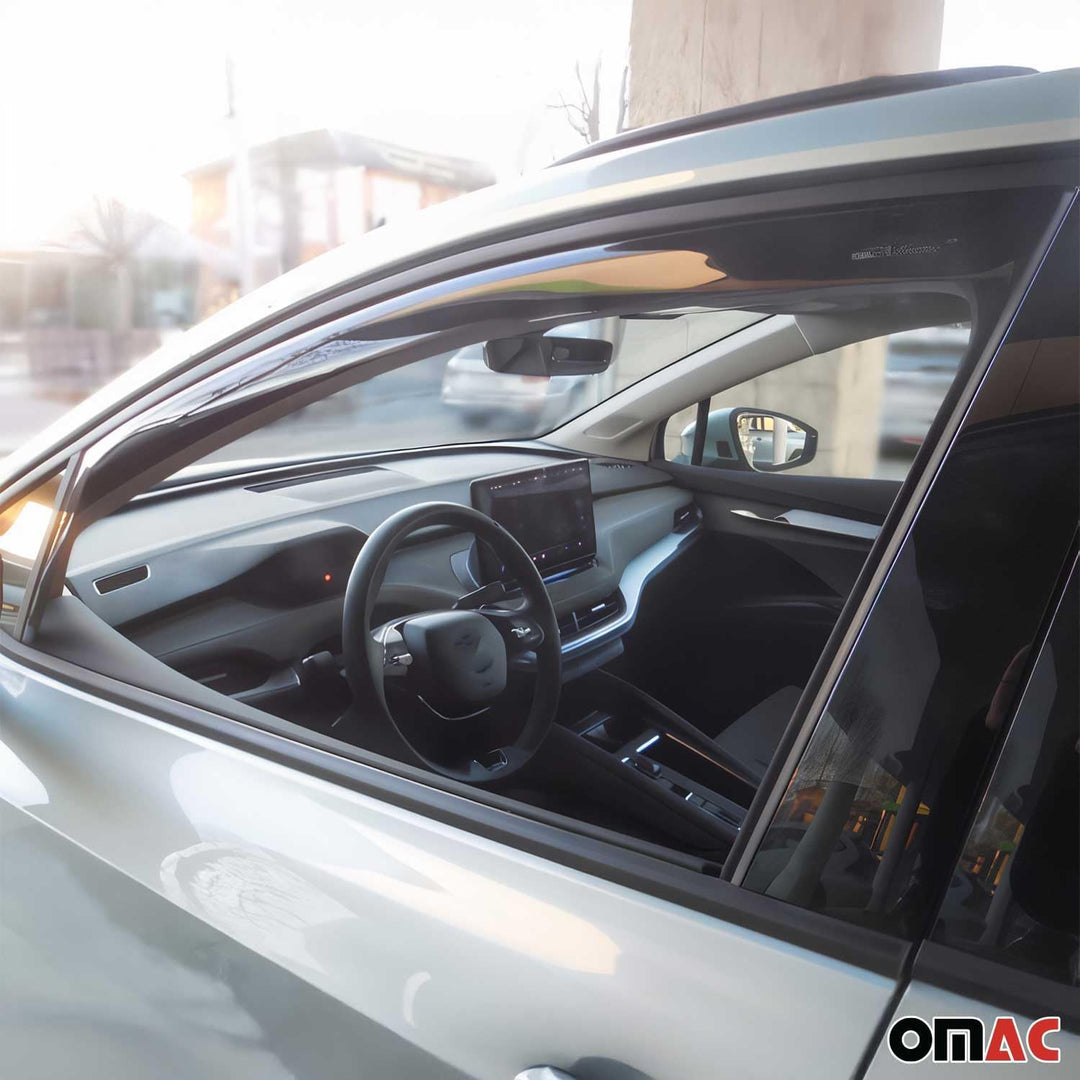 OMAC Windabweiser Regenabweiser Satz kompatibel mit Skoda Enyaq 2021-2023 Schwarz Windschutz 4X