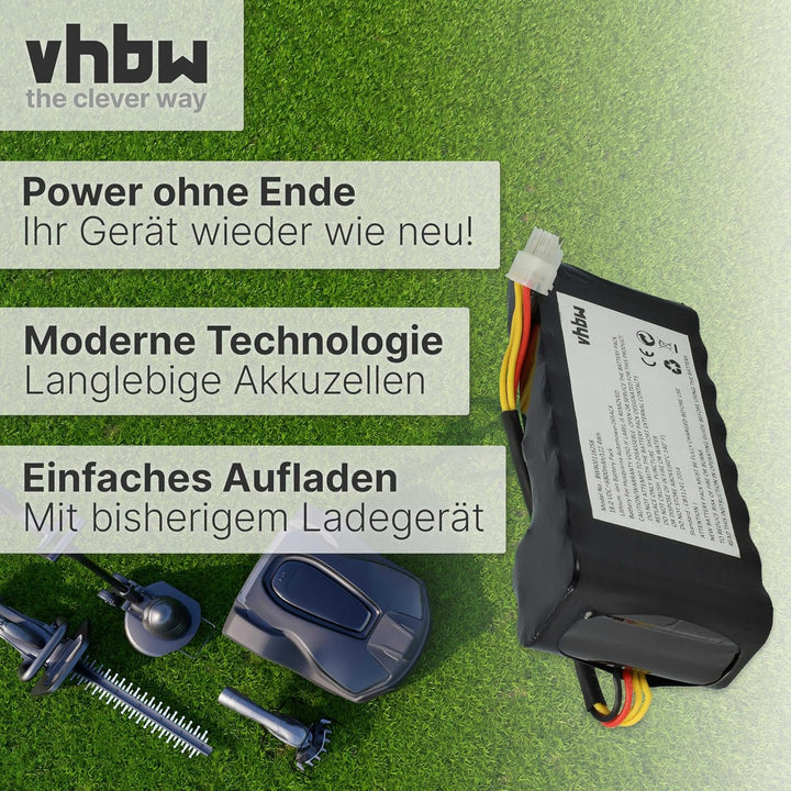 vhbw 2X Akku kompatibel mit Husqvarna Automower 550 bis BJ 2019/2020, 520 bis BJ 2018/2019 Rasenrobo
