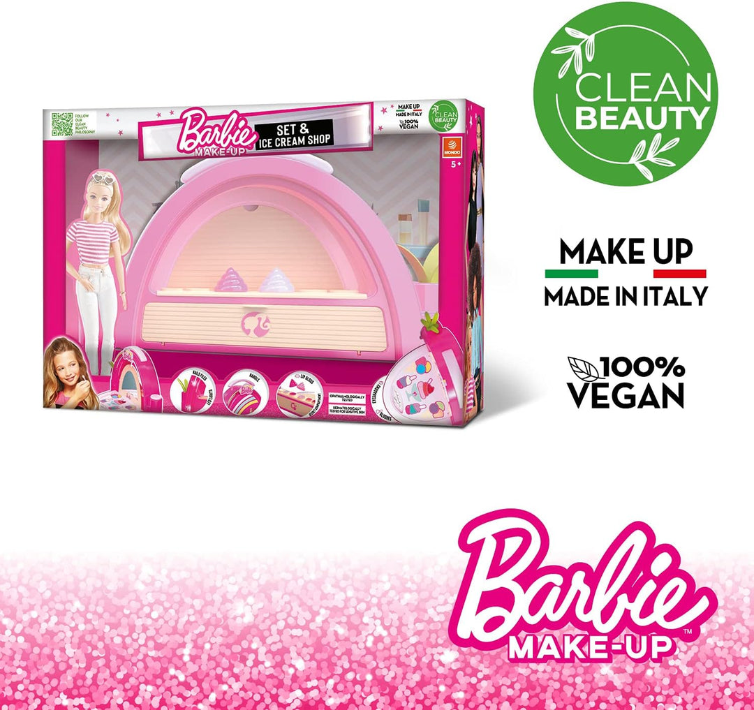 Mondo 40005 Barbie Gelateria, Eisdiele mit Kinderschminke, enthält Lipgloss, Lidschatten, Applikator