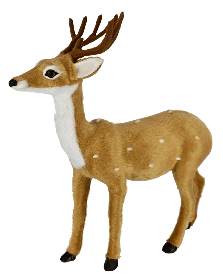 Tierfigur REH aus Kunstfell Realistisches Waldtier Statue Ornamente niedliches Pelz Plüschtier Wald-