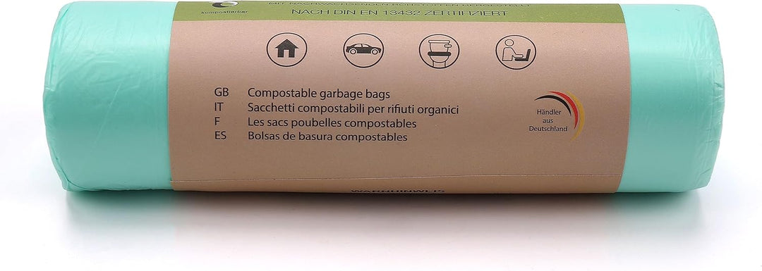 ZURAS® 20 Liter Biomüllbeutel 150 Stk. kompostfähige, biologisch abbaubare Müllbeutel auf pflanzlich