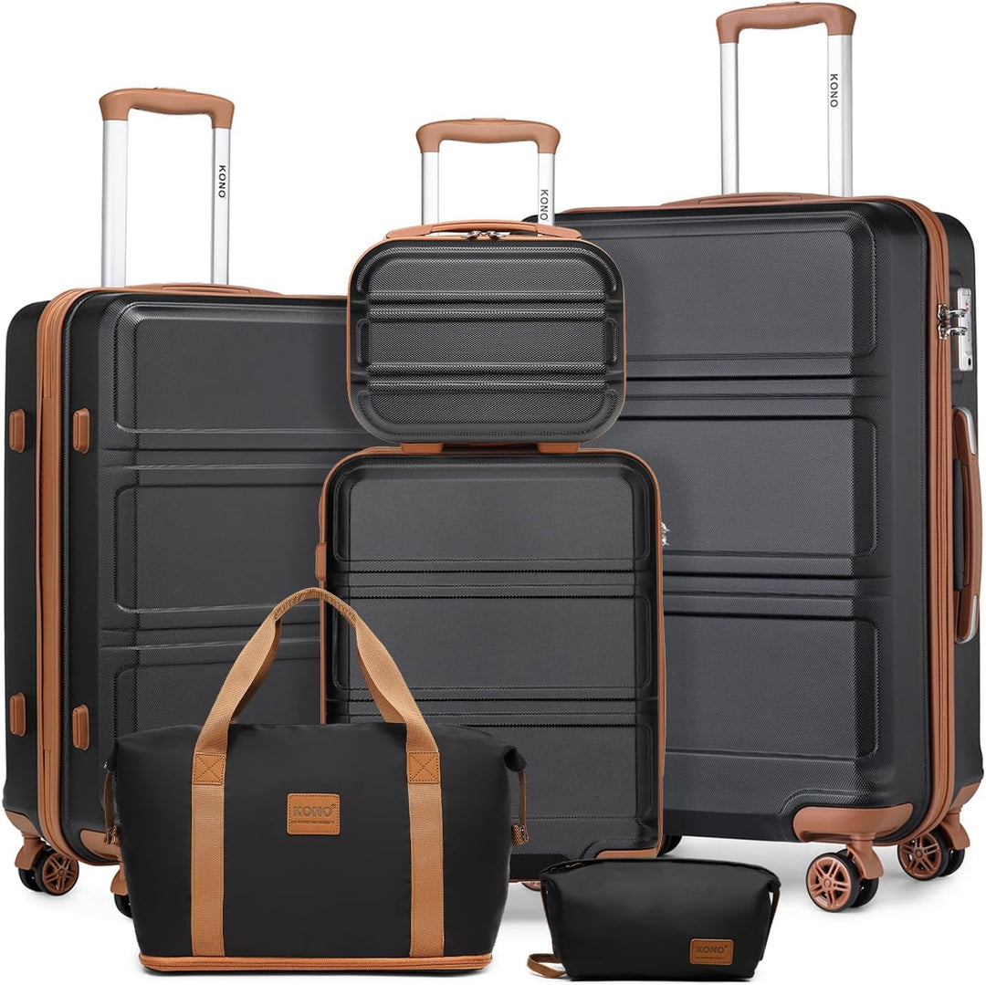 KONO Kofferset Reisekoffer Set Gepäcksets 6 Teilig, Koffer Set mit Beautycase Kosmetikkoffe mit Hand