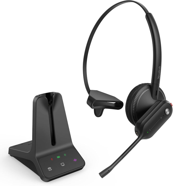 Yealink WH63 E2 DECT Kabellos mit Mikrofon, Einohr Kabelloses Headset für Computer-Telefon,2X Noise