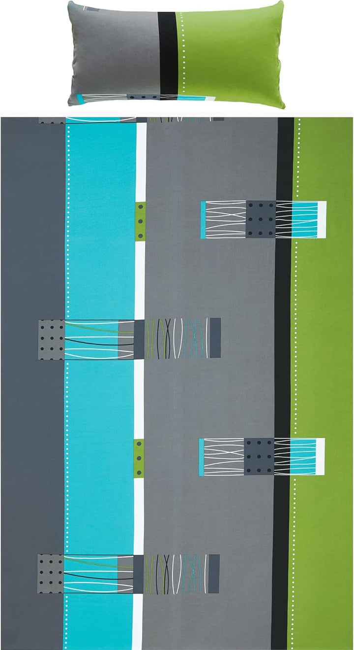 Erwin Müller Bettwäsche, Bettgarnitur, Kissenbezug Mako-Jersey grün-blau-grau Grösse 135x200 cm (40x