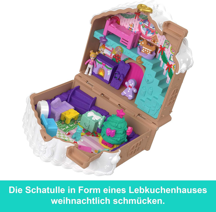 Polly Pocket Adventskalender mit Polly Pocket Puppe, Lebkuchenhaus-Spielset zum Selbermachen mit 24