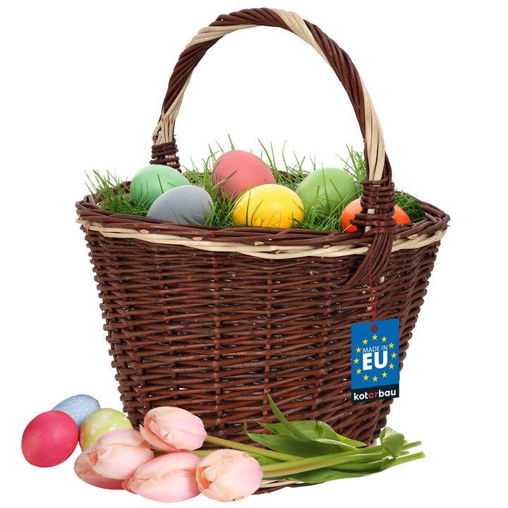 KOTARBAU® Einkaufskorb - Aufbewahrungskorb - Korb Geflochten - ⌀ 35 cm - Pilzkorb – Korb für Obst –