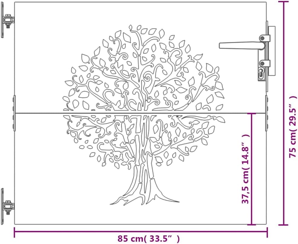 vidaXL Gartentor, Gartentür mit Bambus-Design, Abschliessbar Hoftor Eingangstor für Garten Terrasse,