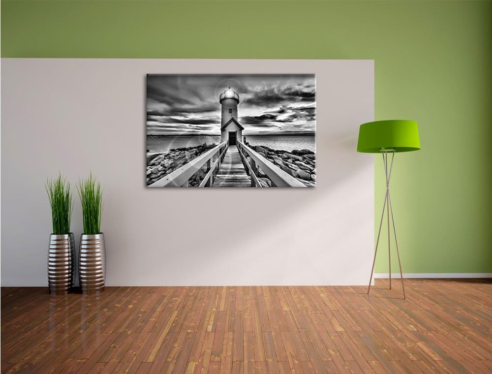 Pixxprint Leuchtturm bei Sonnenuntergang als Leinwandbild/Grösse: 100x70 / Wandbild/Kunstdruck/ferti