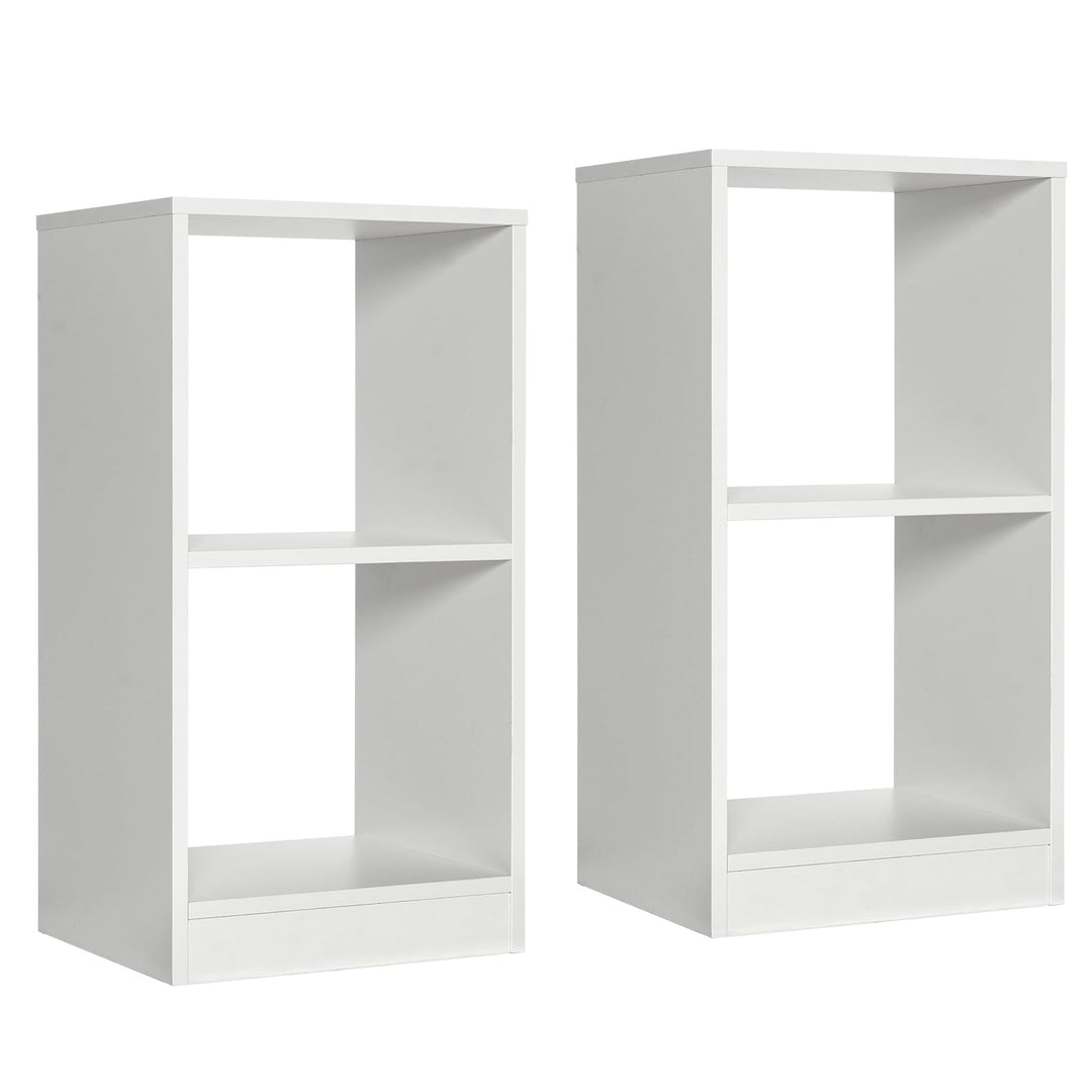 COSTWAY 2er Set Bücherregal, Standregal mit 2 Ebenen, Würfelregal aus Holz, Büroregal, Aktenregal, A