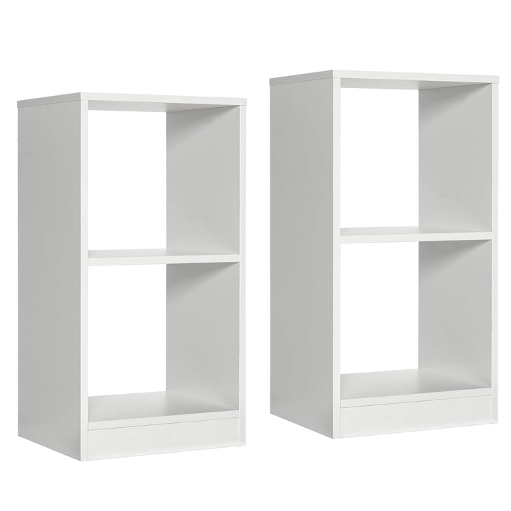 COSTWAY 2er Set Bücherregal, Standregal mit 2 Ebenen, Würfelregal aus Holz, Büroregal, Aktenregal, A