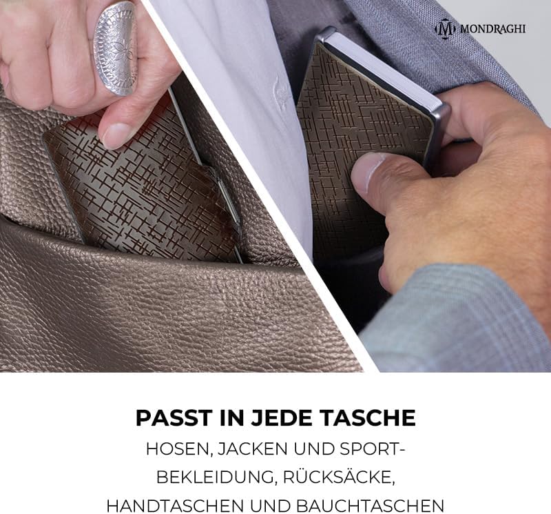 MONDRAGHI Basic Outlet - Mini-Wallet Ultraleichte Geldbörse mit Narbenleder. Kleiner Geldbeutel mit