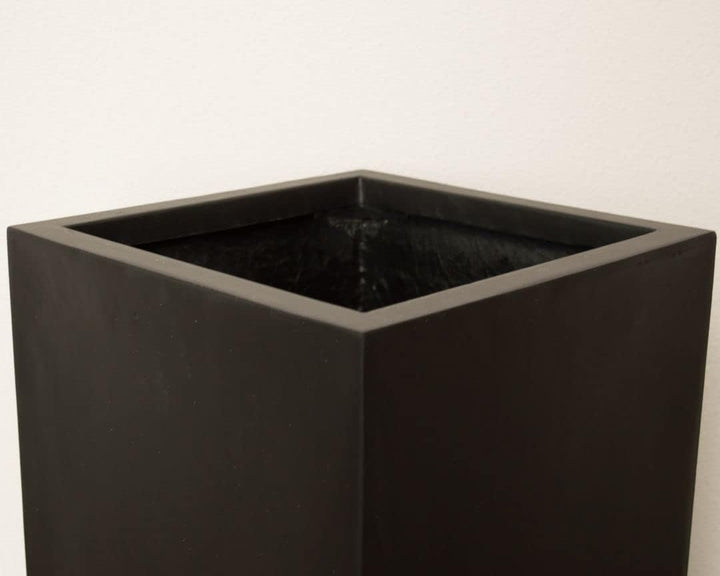 Pflanzkübel, Blumenkübel Fiberglas Säule 30x30x80cm elegant schwarz matt.