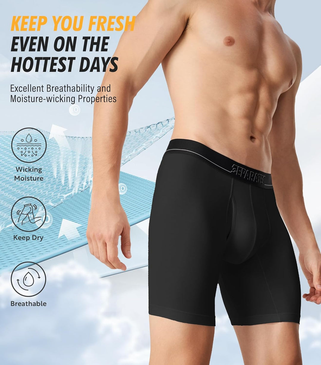Separatec Herren Boxershorts Modal Bequeme Unterhosen Separaten Beuteln Unterwäsche Weiche Atmungsak
