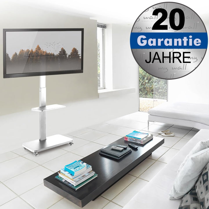 myWall HP108WL Standfuss für Flachbildschirme 37“ - 75“ (94-190 cm), Belastung bis 40 kg, weiss 20 J