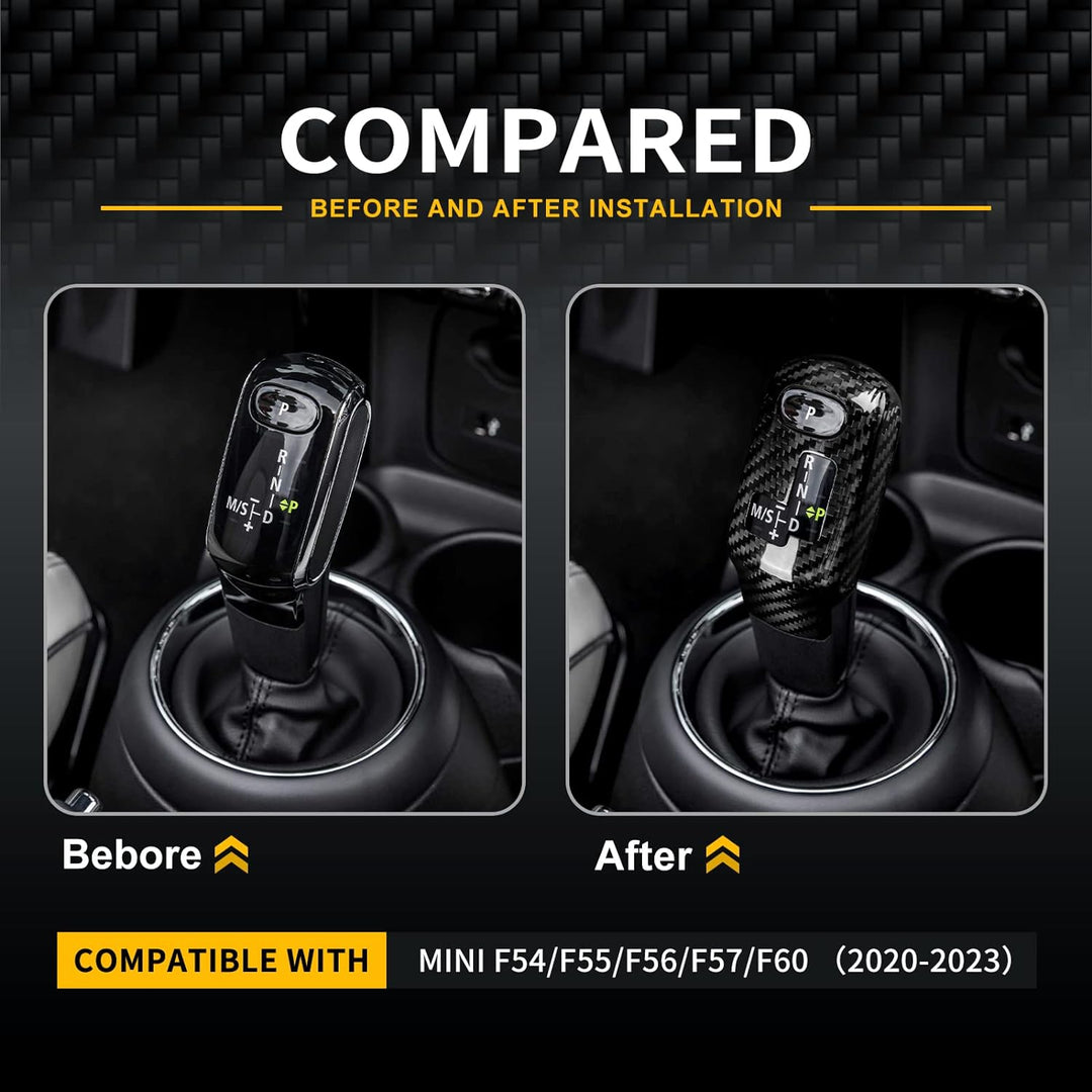 KUNGKIC Kohlefaser Auto-Schaltknauf-Abdeckung Schalthebelknauf Aufkleber Compatible with Mini Cooper
