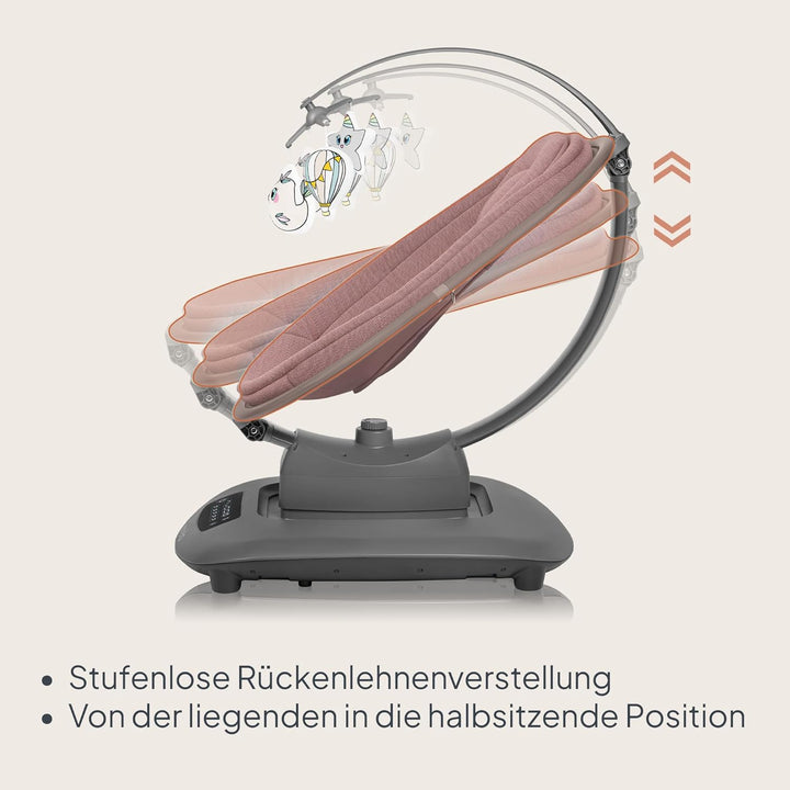 LIONELO BLOSSOM Elektrische Babywippe bis zu 9 kg Babyliege Verstellbare Rückenlehne Natürliches Sch