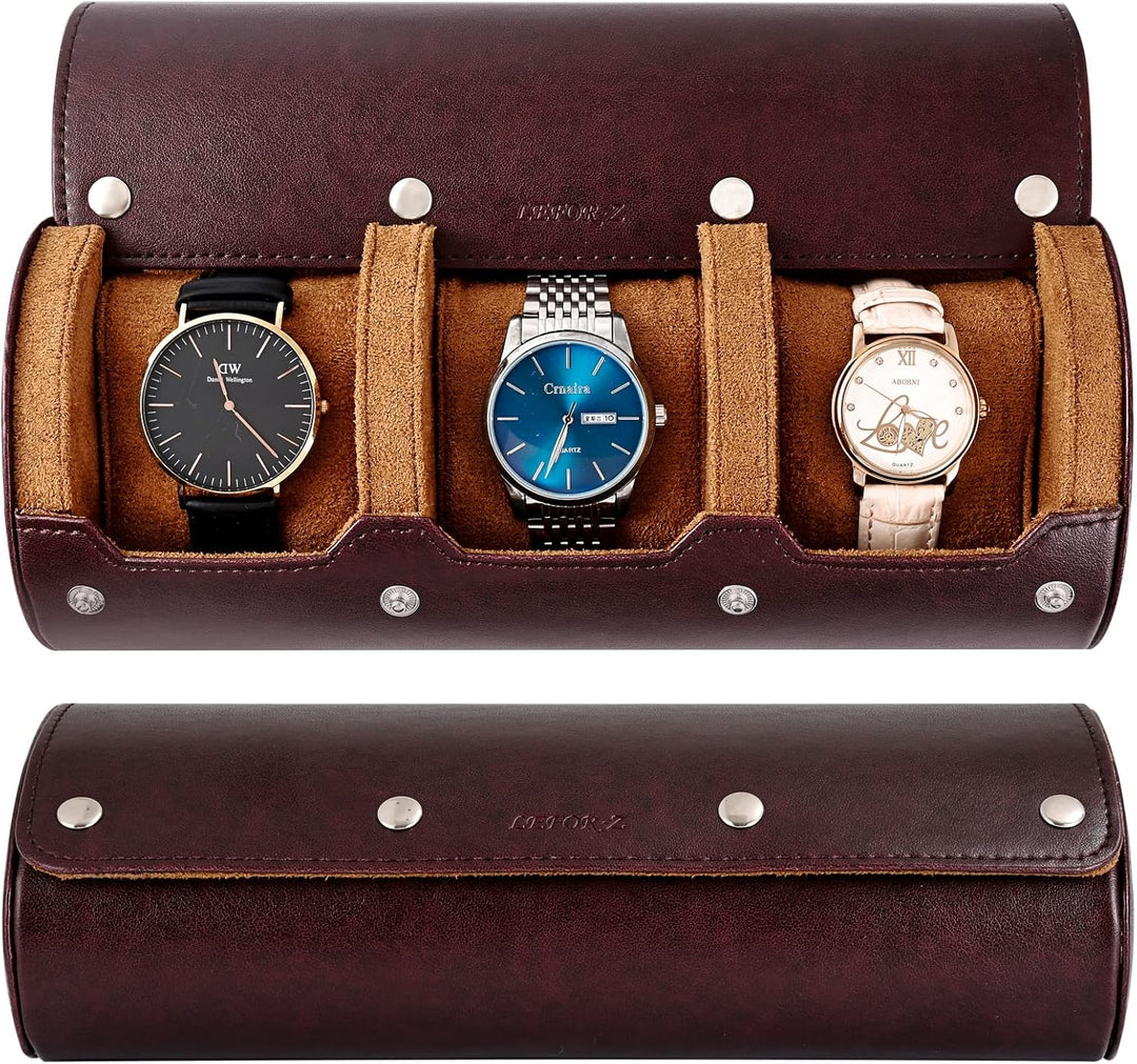 Uhrenbox Organizer Uhrenrolle 3 Uhren Uhrenetui für Herren Uhrendisplay Afbewahrungsbox Tragbare Uhr