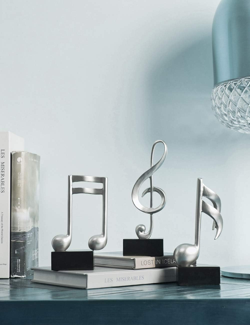 Amoy-Art 3pcs Deko Skulpturen Musik Note Figuren Klavier Statue Modern Arts Wohnzimmer Kunst Polyres