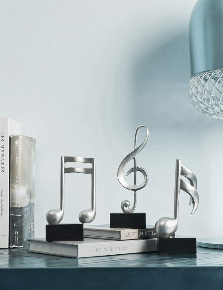 Amoy-Art 3pcs Deko Skulpturen Musik Note Figuren Klavier Statue Modern Arts Wohnzimmer Kunst Polyres