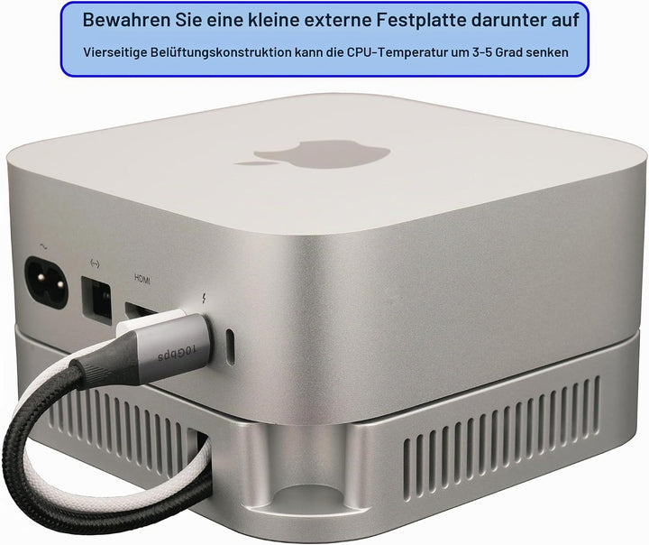 Mac mini M4 Stand, Silber Halterung für Mac mini M4/M4 Pro 2024-2026 Belüftung Wärmeableitung Kühlun