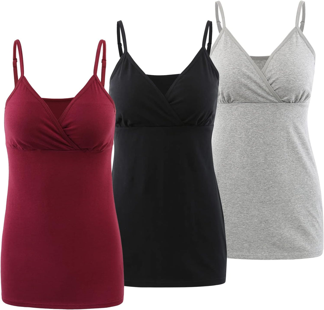 ZUMIY Schwangerschaft Stillen Top, Damen Baumwolle Umstandskleidung Schlaf Ärmellos Cami mit Verstel