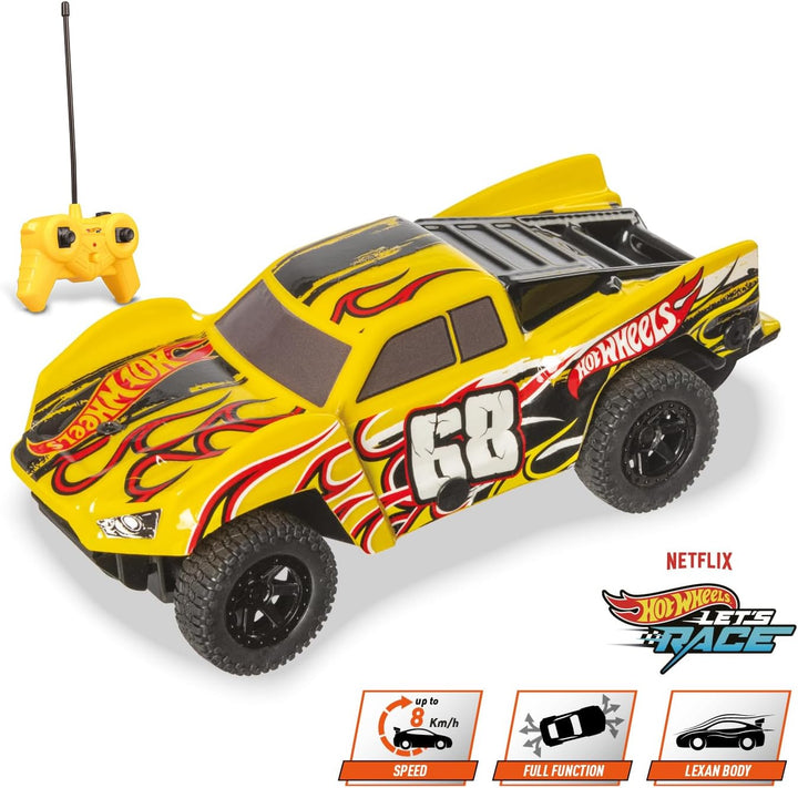 Mondo Motors Hot Wheels Baja Truck 1:24 Modell, bis zu 8 km/h, Spielzeugauto für Kinder 63823, Gelb