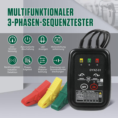 KAISAL Kontaktloser Phasenprüfer Drehfeldmessgerät CAT III AC 70~600V Drehfeldtester Drehfeldmessger