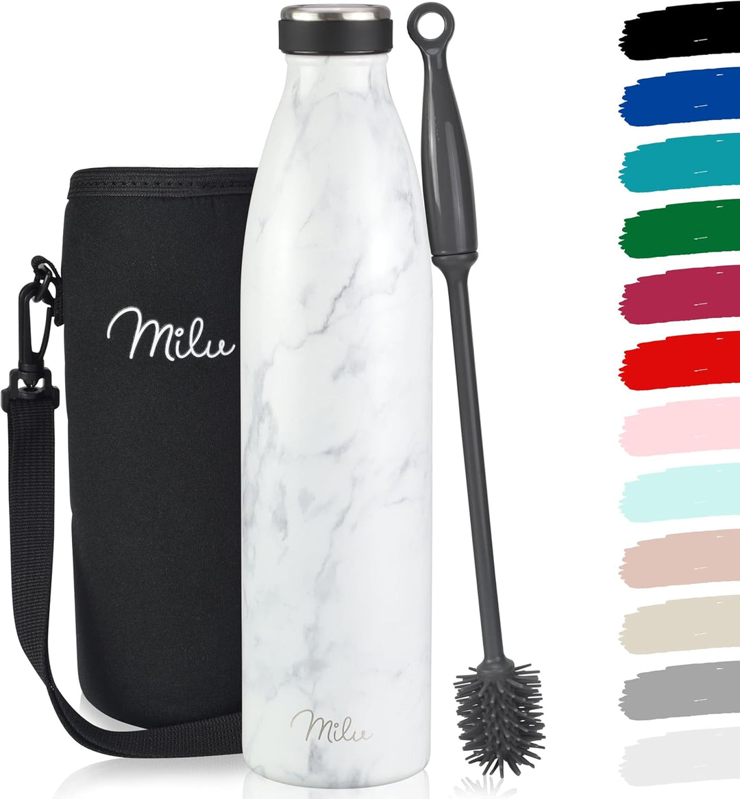 Milu Edelstahl Trinkflasche 350ml 500ml 750ml 1L 1,5L Thermosflasche Isolierte Wasserflasche Auslauf