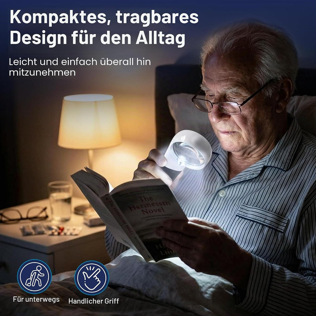 Eschenbach Optik Lupe Handlupe mit LED-Beleuchtung mobiluxLED Vergrösserung: 4x Linsengrösse: (Ø) 60