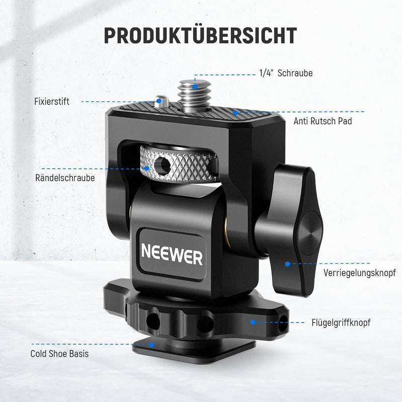 NEEWER Feldmonitorhalterung mit Cold Shoe,1/4" Schraube für 5" & 7" Kamera Monitor Mount, 360° drehb