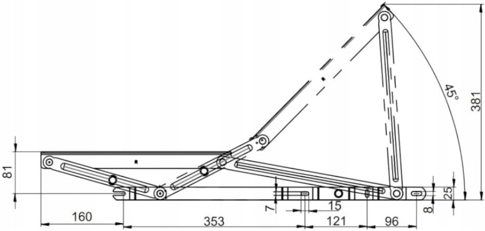 Springaufbeschlag 550N – Klappmechanismus für Bettkasten, Sofa & Truhen – Möbelscharnier mit Feder f