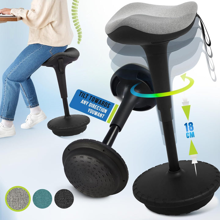 IWMH Ergonomischer Arbeitshocker, Hochverstellbare Stehhilfe, Atmungsaktiver Sitz-Steh-Hocker 360° D
