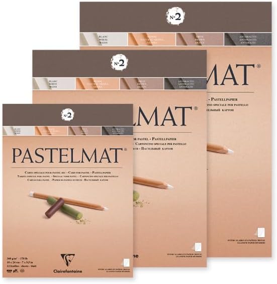 Clairefontaine 96008C Zeichenblock Pastelmat (12 Blatt, 30 x 40 cm, 360 g, mit 4 transparenten Trenn