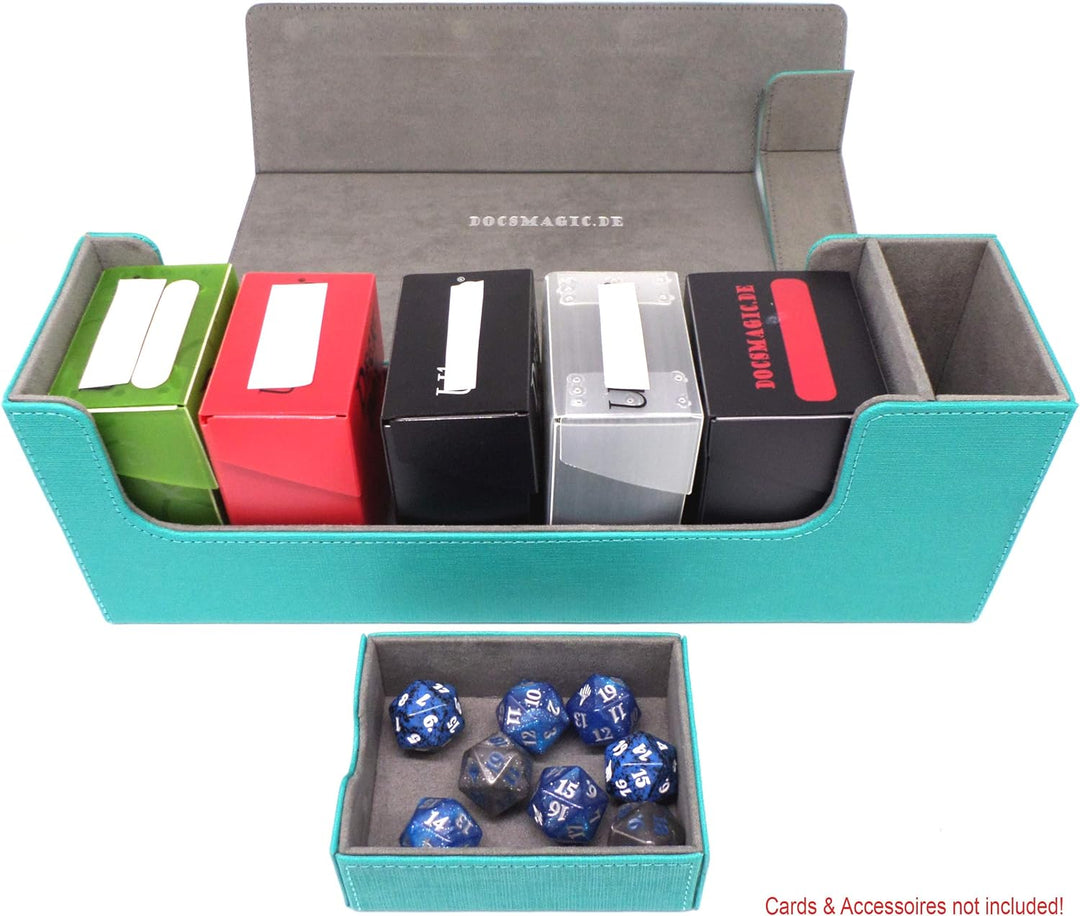 docsmagic.de Premium Magnetic Tray Long Box Mint Medium + 3 Flip Boxes - Aqua Medium + 3 Flip Boxes