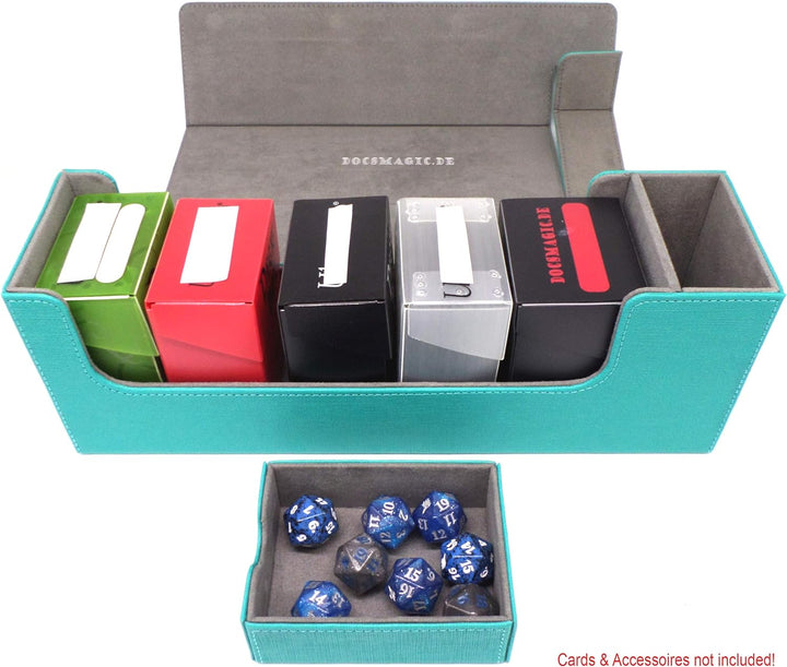docsmagic.de Premium Magnetic Tray Long Box Mint Medium + 3 Flip Boxes - Aqua Medium + 3 Flip Boxes