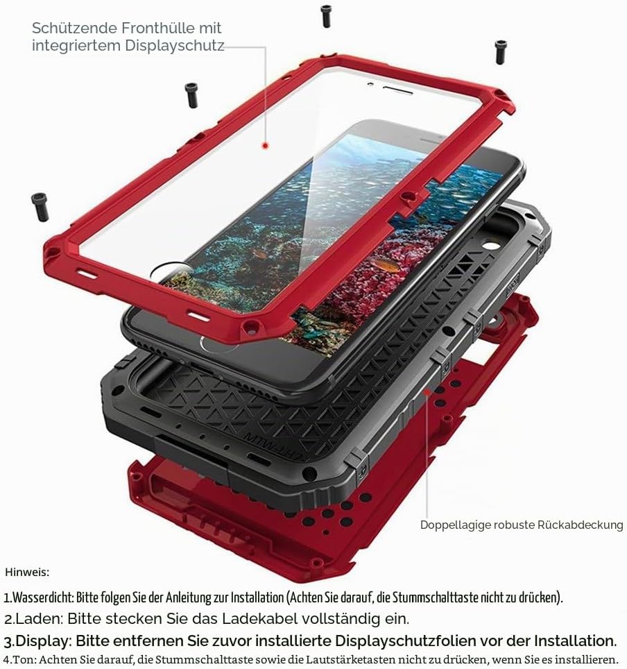 Beeasy für iPhone 8/7 Hülle, iPhone SE 2020/2022 Hülle Wasserdicht Outdoor Stossfest Handyhülle Mili
