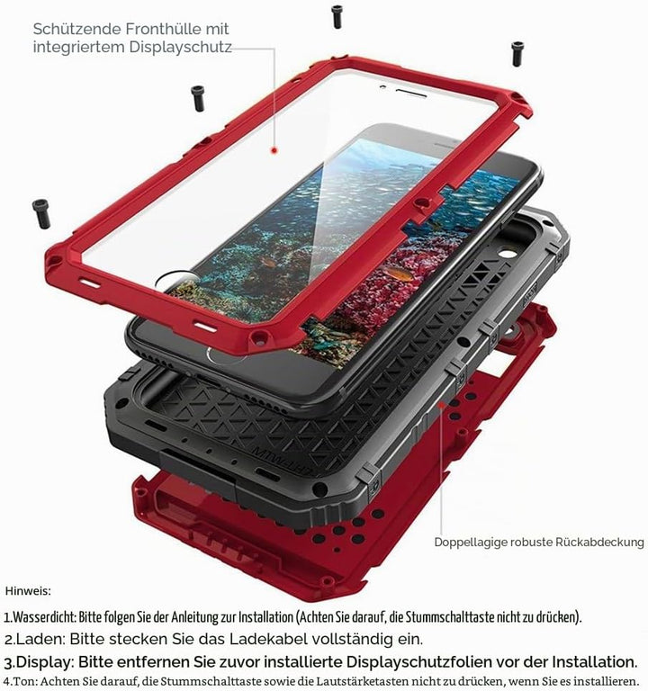 Beeasy für iPhone 8/7 Hülle, iPhone SE 2020/2022 Hülle Wasserdicht Outdoor Stossfest Handyhülle Mili