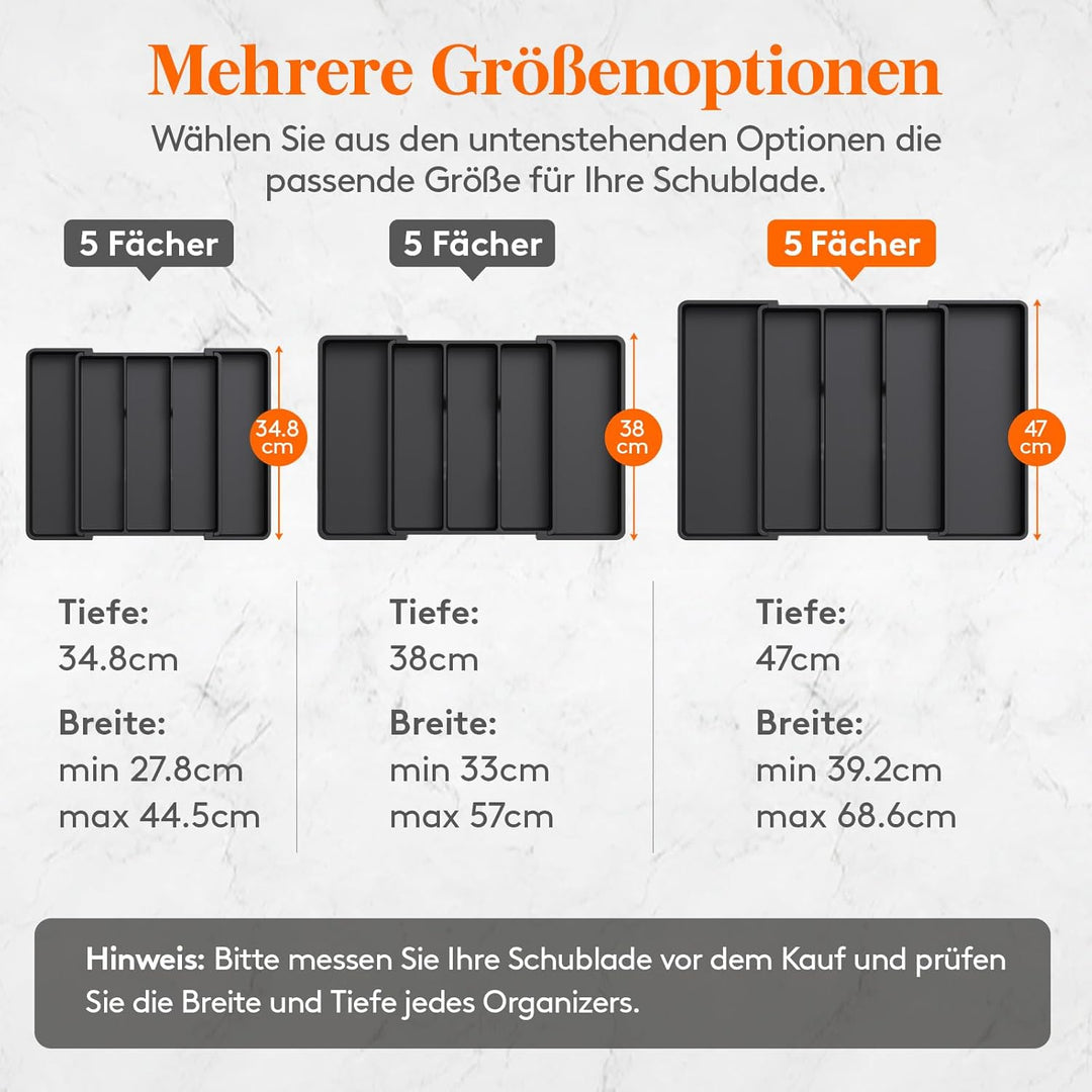 Lifewit Besteckkasten für Schubladen, Grosser Utensilienständer Erweiterbar auf 69 cm, verstellbarer