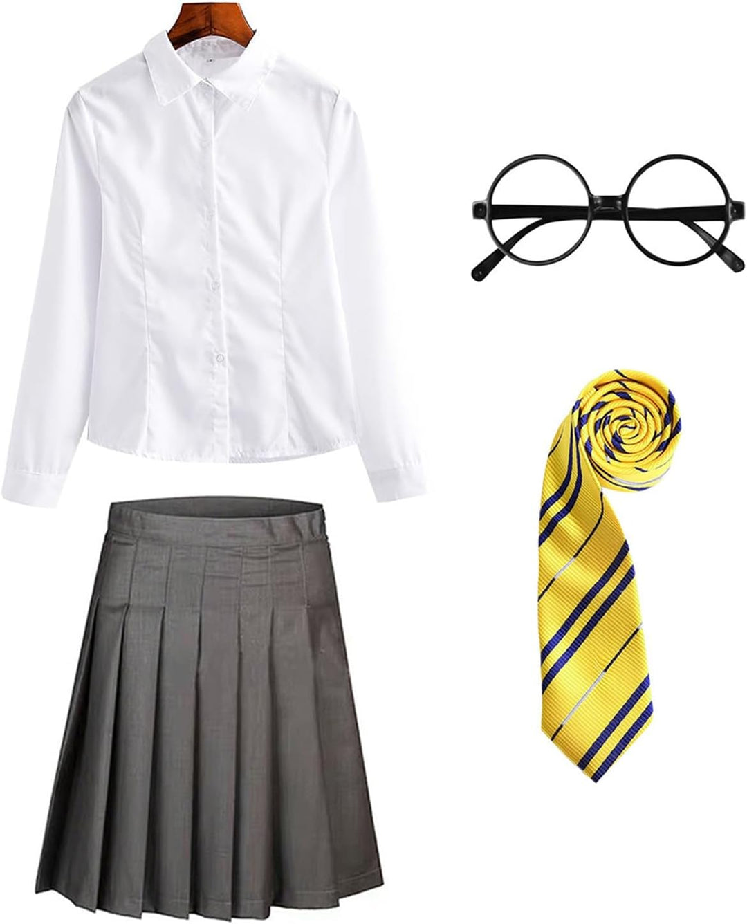 FStory&Winyee Zauberer Set Bluse Rock Weste Krawatte Brille Kostüm Zubehör für Kinder Erwachsene Zub